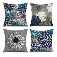 1 x RAW Customer Returns Cushion Covers 40 x 40 Set of 4 Modern Floral Decorative Square Pillow Covers Gray Daisy Pillow Case Decorative Floral Cushion Cover for Home Sofa Outdoor Decoration - RRP €20.4