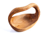 1 x RAW Customer Returns Darido Handmade Rustic Wooden Bowl Made of Olive Wood 18x11 cm - Wooden Fruit Bowl for the Entrance Area with Easy Handle - Fruit Basket - Storage Basket - Decorative Basket - Bathroom Accessories - RRP €32.26