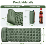 1 x RAW Customer Returns Mengine Inflatable Camping Sleeping Mat, Sleeping Mats for Camping with Pillow, Sleeping Mat for Camping, Hiking and Outdoor Travel Adventures Military Green  - RRP €19.96