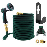 1 x RAW Customer Returns T24 Premium 15m Flexible Multifunctional Garden Hose Set 2 way distributor Metal holder 2 in 1 brass adapter 3 4 inch and 1 2 inch - RRP €23.18