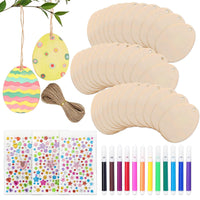 2 x Brand New Ficlwigkis wooden Easter eggs for painting, Easter eggs for hanging, Easter eggs for painting, wooden pendants Easter eggs for painting, Easter crafts for children, Easter egg set, Easter decoration crafts DIY type 1  - RRP €40.8