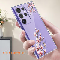 1 x RAW Customer Returns Ciciber for Samsung Galaxy S24 Ultra case, transparent mobile phone case for Samsung S24 Ultra thin girl pattern shockproof protective case Galaxy S24 Ultra case TPU cover with peach blossom flower motif - RRP €15.1