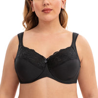 1 x RAW Customer Returns CASOLACE Women s Reducing Bras with Underwire Plus Size Sexy Lace Black 125D - RRP €26.99