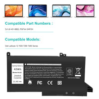 1 x RAW Customer Returns ASUNCELL 42WH DJ1J0 PGFX4 Laptop Battery for Dell Latitude 7280 7290 7380 7390 7480 7490 Lithium-ion Battery 451-BBZL PGFX4 ONFOH DJ1JO Battery 6 Cells - RRP €39.99