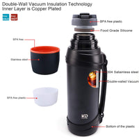 1 x RAW Customer Returns OKADI Thermos Flask Stainless Steel Vacuum Drinking Bottle 2.5L, Insulated Bottle with Drinking Cup, Thermos Flask Keeps Hot for 24 Hours, Cold for 24 Hours, BPA-Free Dark Blue  - RRP €30.85