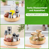 1 x RAW Customer Returns SAUNNIHEN Lazy Susan Turntable Organizer, Bamboo Spice Rack Rotating, Multifunctional Turntable Organizer with Adjustable Storage Space for Kitchen Bedroom Living Room Dressing Table - RRP €20.98