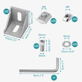 1 x RAW Customer Returns Belle Vous 81 Piece 4040 Series Aluminum Corner Bracket and Connector Set - 40 x 40mm, 8mm Slot - Connectors for Silver L-Shaped Extrusion Profiles and T-Nuts Screws - Corner Brackets - RRP €17.49