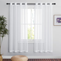 1 x RAW Customer Returns PONY DANCE Bedroom Curtains and Drapes Linen Look Curtain White Transparent Window Curtains for Living Room Curtains with Eyelets, Set of 2 H 175 x W 140 cm - RRP €23.95