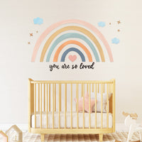 1 x RAW Customer Returns Rainbow Wall Sticker, Rainbow Wall Sticker, Large Rainbow Wall Sticker, Peel and Stick Wallpaper for Girls, Baby Shower Decoration, You Are So Loved, 30 x 14 Inches Pink Blue  - RRP €13.4