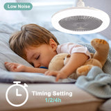 1 x RAW Customer Returns BomKra ceiling fan with lighting 30w, LED ceiling light with remote control, timer, 3 colored dimmable, 3 speeds, silent ceiling fan lamp for bedroom living room gray  - RRP €26.36