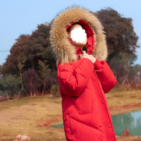 1 x RAW Customer Returns amropi Coat Girls Down Jackets with Fur Hood Long Winter Jacket Winter Coat Red, 12-13 Years - RRP €61.99