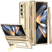 1 x RAW Customer Returns Miimall Mobile Phone Case Compatible with Samsung Galaxy Z Fold 4 Case with S Pen, Transparent PC Protective Case with Pen Holder Screen Protector Stand Case for Samsung Galaxy Z Fold 4 5G Gold - RRP €30.67