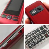 1 x RAW Customer Returns artfone C10 Red, with charging station, SIM-free senior mobile phone, flip phone without contract, GSM large button mobile phone SOS emergency call function, flashlight, dual display. - RRP €39.99