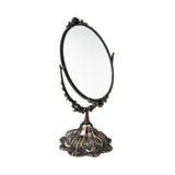 1 x RAW Customer Returns Feyarl 28.5cm Oval Vintage Makeup Mirror Floral Table Mirror with Stand Double Sided Rotating Decorative Mirror Embossed Frame Bronze  - RRP €32.26