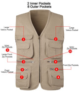 1 x RAW Customer Returns KTWOLEN Men s Outdoor Vest Cotton Fishing Vest Leisure Hunting Trekking Hiking Angler Camping Safari Vest Sleeveless Jacket with Many Practical Pockets, Beige, 3XL - RRP €37.3