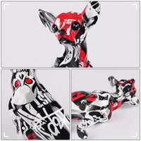 1 x RAW Customer Returns XIAOMAG Creative Graffiti Chihuahua Dog Statue Sculpture Ornament Living Room Decoration Entranceway Wine Cabinet Office Decoration Resin Crafts Graffiti Black  - RRP €35.7