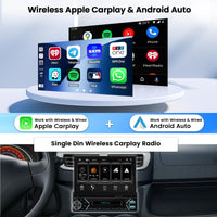 1 x RAW Customer Returns Wireless Apple CarPlay 1 Din Car Radio, Hikity 1 Din Bluetooth Car Radio with Motorized 7 Inch Screen Android Auto Mirror Link FM Radio USB SWC Rear View Camera - RRP €156.8