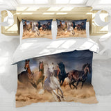 1 x RAW Customer Returns HSGLGNA Horse Galloping Bed Linen Set 3 Pieces 3D Horse Microfibre Bedding Sets 3 Pieces with Zip 100 Cotton Horse B, 200 x 200 cm  - RRP €36.99