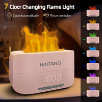 1 x RAW Customer Returns HAITANG Flame Aroma Diffuser, Upgrade 7 Colors Light Essential Oils Diffuser, Bluetooth Speaker Digital Alarm Clock for Bedroom, 400ML Aroma Diffuser Humidifier for Home, Office, Room - RRP €30.23