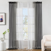 1 x RAW Customer Returns MIULEE Curtain Black Transparent Living Room Modern Curtain Two-Tone Sliding Curtains Curtains Bedroom Set of 2 140 x 245 cm - RRP €23.18