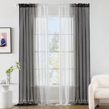 1 x RAW Customer Returns MIULEE Curtain Black Transparent Living Room Modern Curtain Two-Tone Sliding Curtains Curtains Bedroom Set of 2 140 x 245 cm - RRP €23.18