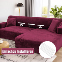 1 x RAW Customer Returns wiipara Thick Velvet Sofa Cover L Shape, Stretch Couch Cover Universal Sofa Cover, Super Soft Plush Sofa Cover Luxury Couch Cover L-Shaped Corner Sofa Requires Two - Sofa Cover 3 Seater, Red - RRP €36.29