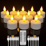 1 x RAW Customer Returns SoulBay Rechargeable Tea Lights, 12 Pack Rechargeable Flickering Candles with Remote Control and Timer, LED Candles with 2 Pack USB Cable for Table Party Room Halloween Christmas Decoration - RRP €36.0