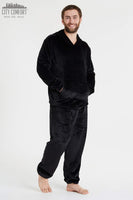 1 x RAW Customer Returns CityComfort Men s Pajamas, Soft Winter Men s Pajamas, Men s Fleece Pajamas with Hoodie and Pants, Gifts for Men Black, L  - RRP €32.71