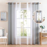 1 x RAW Customer Returns MIULEE Set of 2 Voile Curtains, Two-Tone Curtain with Eyelets, Transparent Curtain, Eyelet Curtain, Window Curtain, Translucent for Bedroom, 140 x 245 cm, Grey - RRP €24.19