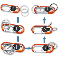 1 x Brand New Yeria Pack of 3 key ring carabiners, car key ring, stainless steel with key rings with 6 key rings, mini outdoor tools for outdoors, men and women - RRP €36.0