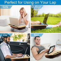 1 x RAW Customer Returns VLOXO Portable Bamboo Laptop Cushion for Bed Couch, Soft Padding, Ergonomic Lap Tray Cushion with Cable Hole Anti-Slip Strips Lap Tray for Max. 14 Inch Notebook, Tablet, MacBook - RRP €40.02