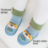 1 x Brand New Maeau Baby Non-Slip Cotton Socks Warm Slippers Baby Girl Winter Socks Long Slippers Plush Autumn Newborn Toddler Boy Tiger Bear Lion Gray Navy Blue 02 18-24 Months - RRP €25.99