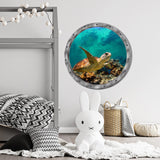 1 x Brand New FORYNXHWIN 4 Pieces 3D Porthole Sticker, 3D Sea Wall Sticker Wall Decal Underwater for Home Decoration 29 x 29 cm  - RRP €22.8