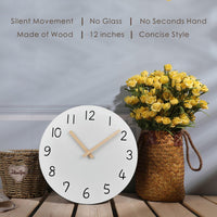 1 x RAW Customer Returns Plumeet 30cm Wooden Wall Clock Frameless Wall Clock with Silent Quartz Movement - Modern Minimalist Style White Clock Decoration Living Room Bedroom Kitchen - Battery Operated White  - RRP €19.99