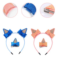 1 x Brand New 4 Pairs Hair Clips Barrettes and 2 Glitter Headband, Cute Bowknot Hair Bows Set for Halloween Cosplay Birthday Party Supplies Blue, Orange  - RRP €15.6