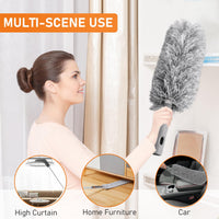 1 x RAW Customer Returns JUBORUI Telescopic Feather Duster Washable, 10 Pieces Long Extendable Feather Duster, Microfiber Dust Catcher with Aluminum Telescopic Rod, Extension up to 230cm, Feather Duster for Cleaning Ceilings, Gaps, Cobwebs. - RRP €22.99