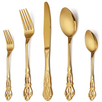 2 x RAW Customer Returns Royal Gold 20-piece cutlery set, gold cutlery set for 4 people made of stainless steel, luxury royal cutlery knife and fork set, highly polished, dishwasher safe for wedding banquet gift - RRP €58.46