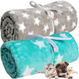 1 x RAW Customer Returns LeerKing Dog Blanket Fluffy Cat Blanket Washable Fleece Blanket Cuddly Blanket for Sofa Dog Bed and Car Pack of 2 Light Gray Green 75 x 100 cm - RRP €20.11