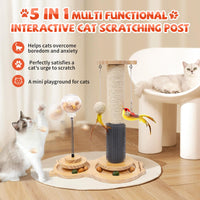 2 x Brand New FUNCREVITY Cat Toy Sisal Scratcher Interactive Cat Treat Dispenser Toy Wooden Ball Track Dangling Feather Toy Massage Brush and Catnip Balls Ideal for Indoor Cats and Kittens - RRP €58.46