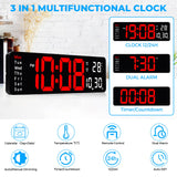 1 x RAW Customer Returns Sukeen Digital Wall Clock, 13 Digital Clock Wall Clock Digital Alarm Clock with Remote Control, Count Up Down, 10-Level Dimming, Dual Alarm, Date, Temperature for Home, Gym, Office, Garage-Red - RRP €28.27