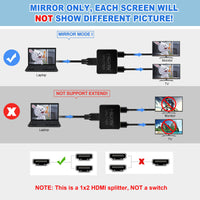 1 x RAW Customer Returns HDMI Splitter with 3.3Ft HDMI Cable, 4K HDMI Splitter 1 in 2 Out Simultaneously for Duplicate Monitors Mirror Only, HDMI Splitter 1 in 2 Out, HDMI Splitter 1 to 2 Full HD for Xbox, PS4, PS3, Roku - RRP €16.68