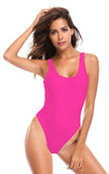 1 x RAW Customer Returns SHEKINI Women s One-Piece Swimsuit U Neck Sport Tummy Control Swimwear Backless Monokini Swimsuit Slim Beachwear Bodysuit S, C-Fluorescent Pink  - RRP €33.35