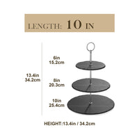 2 x RAW Customer Returns MALACASA, Sweet.Time Series, 6 8 10 inch slate cake stand serving stand dessert stand, cupcake display, 3-tier pastry Muffin fruit serving stand for party, birthday, Christmas, round - RRP €65.98