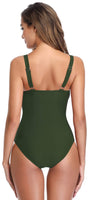 1 x Brand New SHEKINI Women s One Piece Swimsuit Deep V Neck Padded Ruched One Piece Swimsuits Elegant Adjustable Backless Monokini Beachwear S, Green  - RRP €31.01