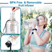 1 x RAW Customer Returns UTEBIT 2.2 liter drinking bottle with fruit container, water bottle, large opening with fruit insert, BPA-free, leak-proof sports bottle made of Tritan for fitness, yoga, casual, outdoor - RRP €24.19