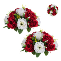 1 x RAW Customer Returns BLOSMON Bouquet Flower Arrangements Artificial Decoration Rose 2 Pcs Carmine Red White Artificial Bouquet Flowers Table Decoration Flower Ball Valentine s Day Rose Bouquet for Wedding Mother s Day Gift - RRP €20.98