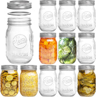 1 x RAW Customer Returns Tebery 12 Pack 16oz Mason Jars, Wide Mouth Mason Jars, 480ml Storage Jars, Jam Jars, Preserving Jars, Spice Jars, Fruit and Vegetable Mason Jars, Sauce - RRP €28.49