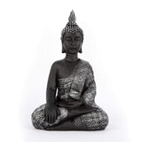 1 x RAW Customer Returns K L Wall Art Sitting Buddha Concrete Grey Artificial Stone Feng Shui Decoration Figure Large Buddha Statue Garden Statue 45cm Height Silver Black  - RRP €58.48