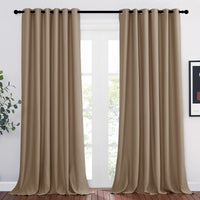 1 x RAW Customer Returns PONY DANCE Opaque Eyelet Curtains for Large Windows Set of 2 H 260 x W 200 cm Curtains Living Room Modern Blackout Curtains Heat Insulating Cappuccino - RRP €60.95