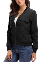 1 x RAW Customer Returns MISS MOLY Women s Bomber Jacket with Zipper Long Sleeves Bomber Jacket Elegant Black Medium - RRP €36.29